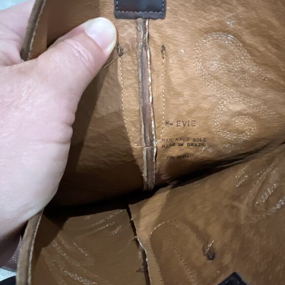 VINTAGE NINE WEST BROWN BRAZILIAN LEATHER EVIE COWBOY BOOTS WOMENS 8 - Picture 12 of 12